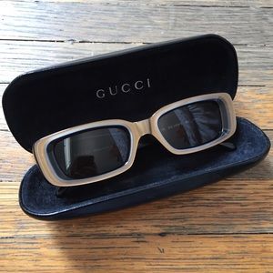Gucci Gold & Silver Late ‘90s Sunglasses w/ Case
